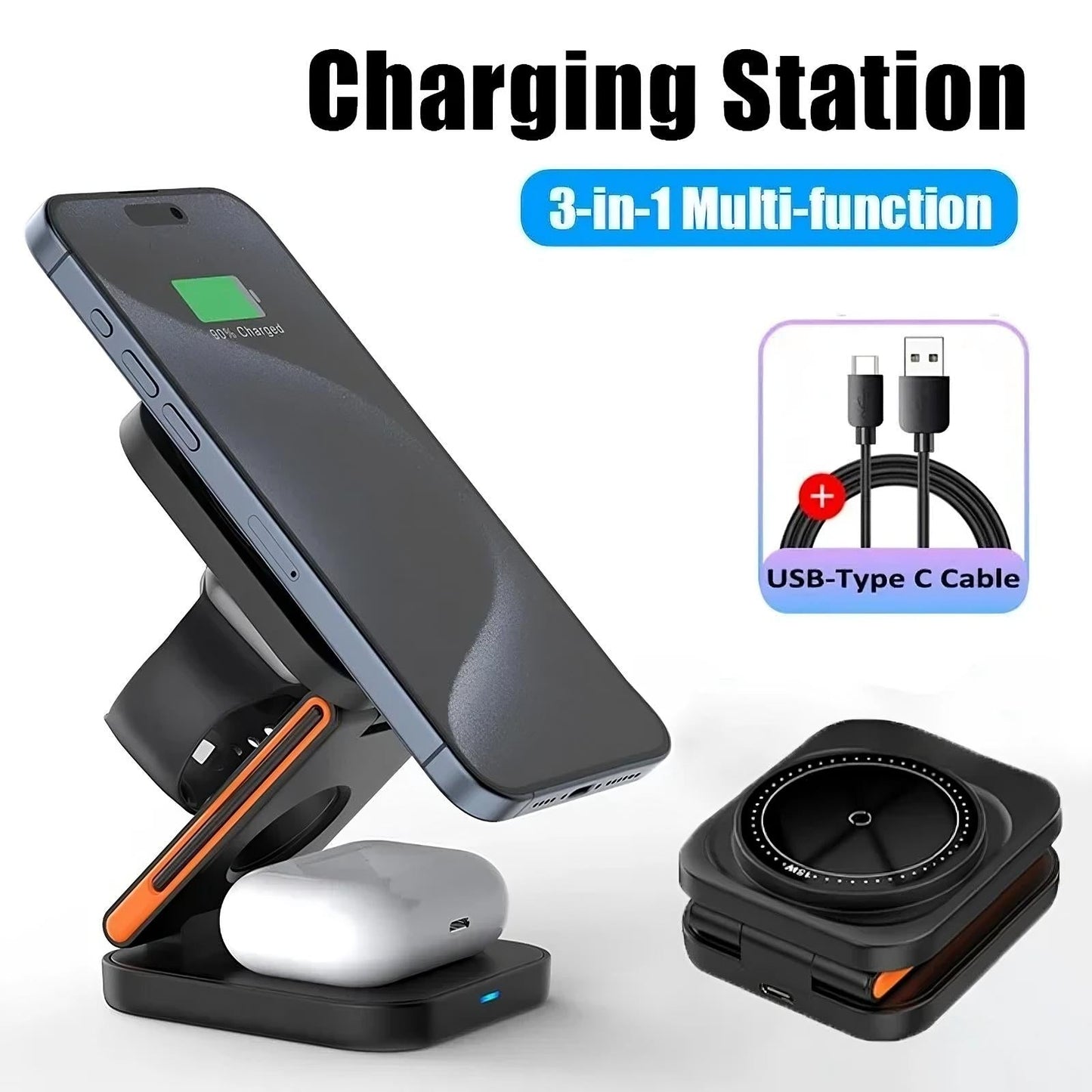 Faltbare 3-in-1-Ladestation