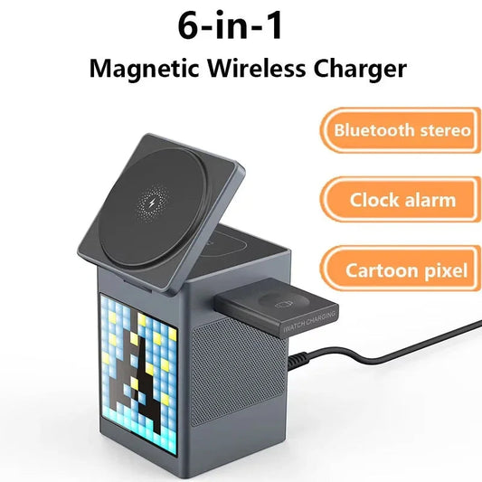 6-in-1 magnetisches kabelloses Ladegerät und Lautsprecher