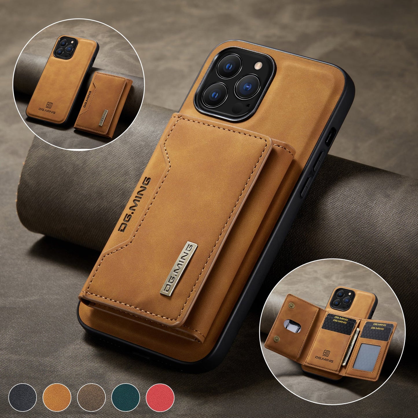 2-in-1 abnehmbare iPhone-Lederhülle, Brieftasche und Kartenhalter