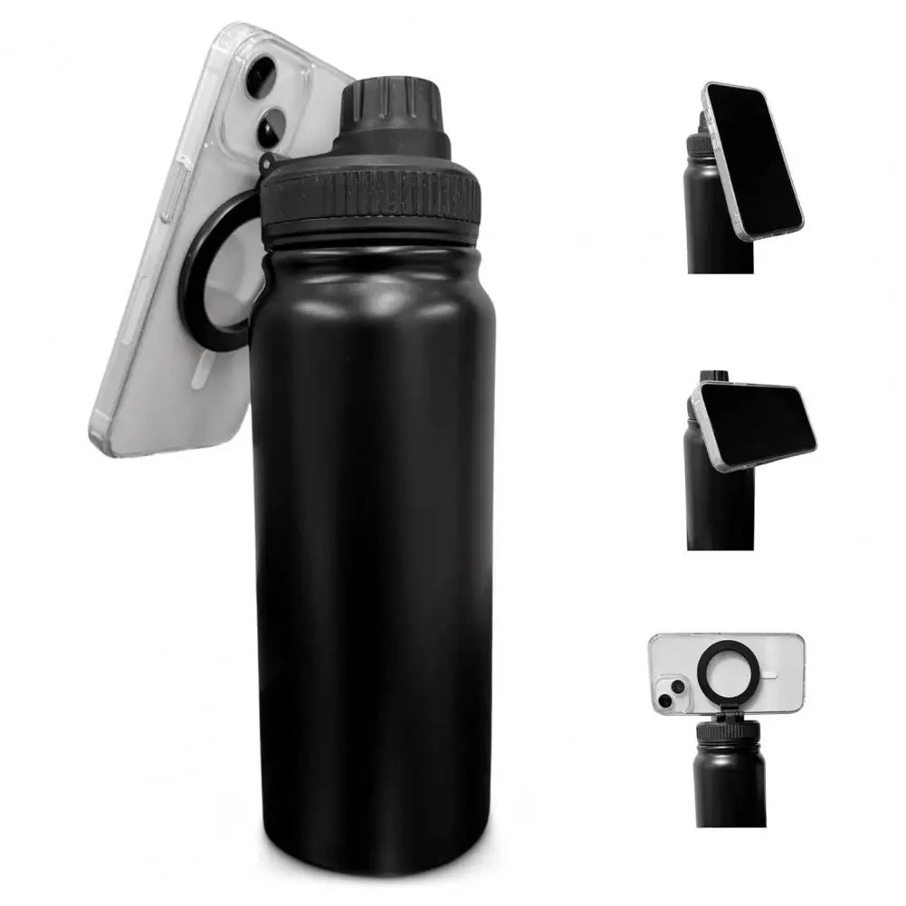 Isolierte Wasserflasche mit Telefonhalterung