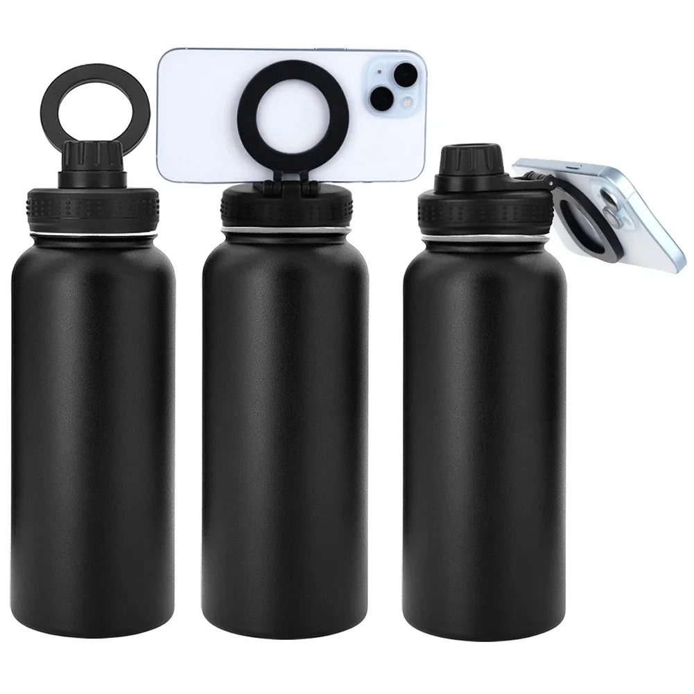 Isolierte Wasserflasche mit Telefonhalterung