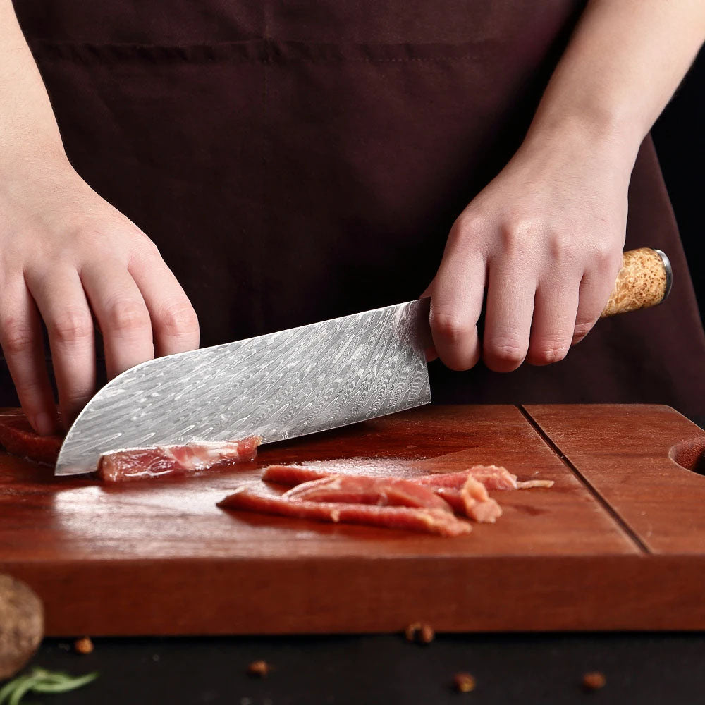 7 Zoll Chef Santokumesser VG10 Damaststahl