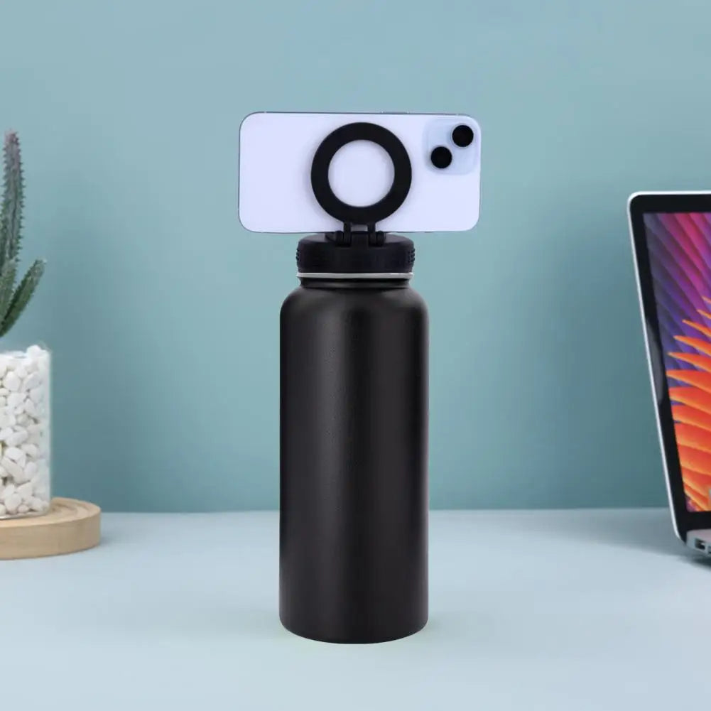 Isolierte Wasserflasche mit Telefonhalterung