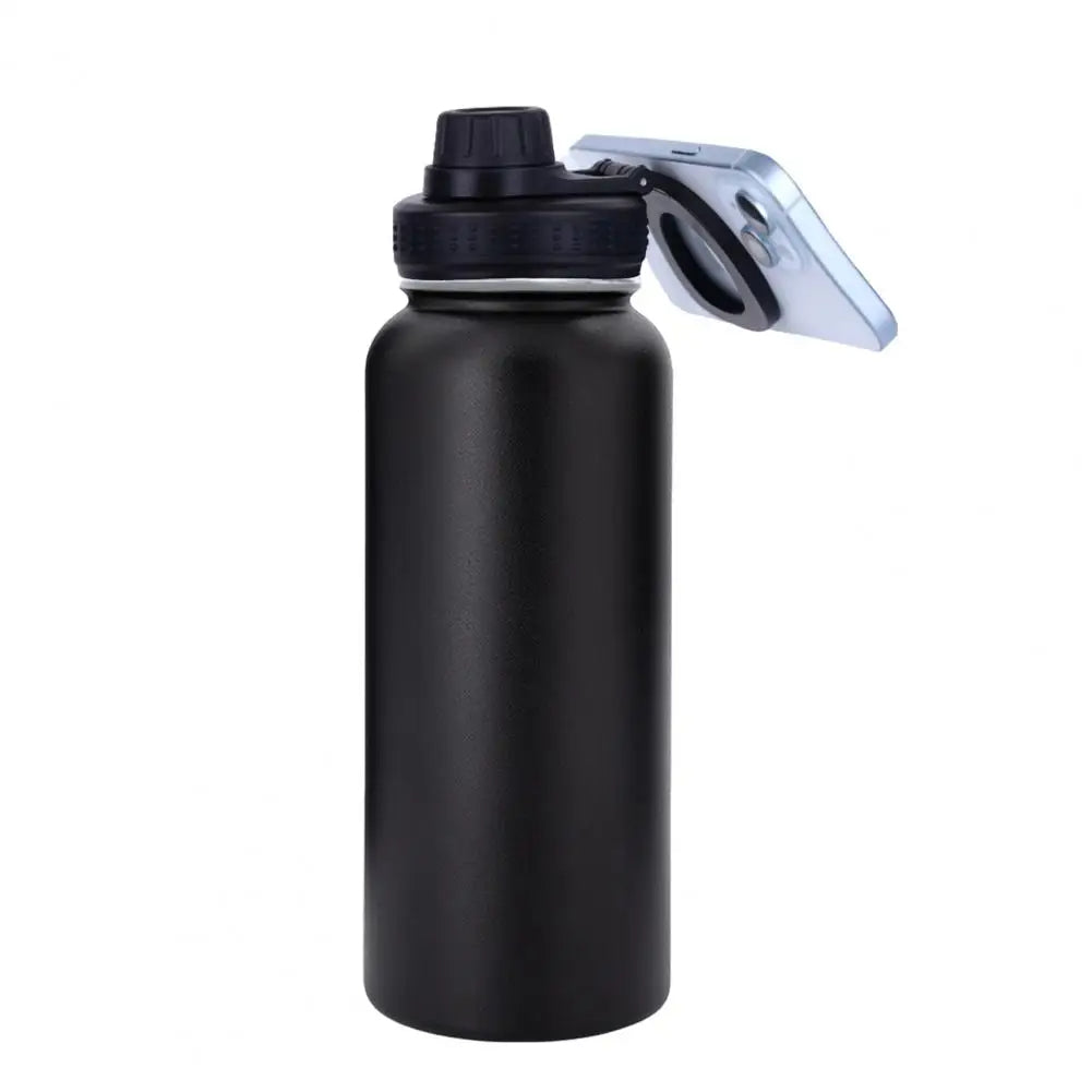 Isolierte Wasserflasche mit Telefonhalterung