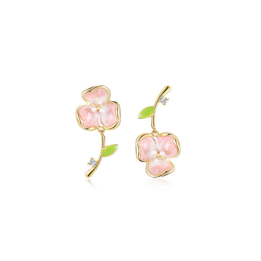 Greta Double Flower Pink Earrings-0