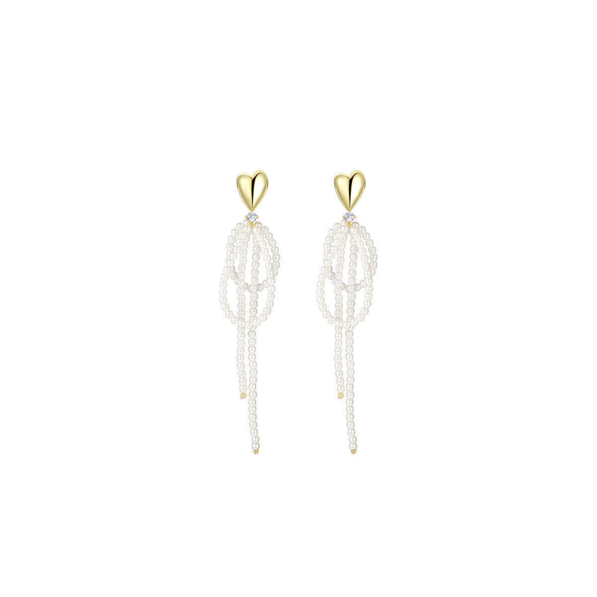 Intaglio Pearl Cluster Drop Gold Earrings-0