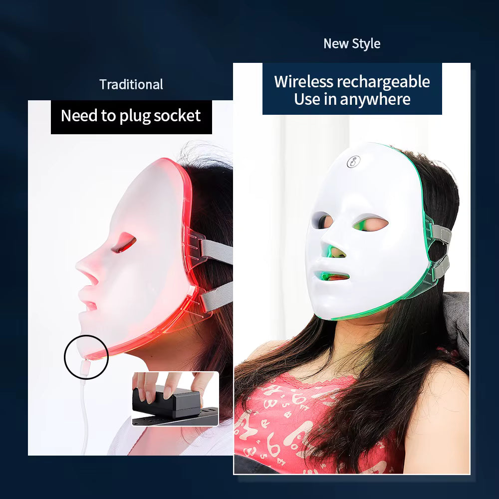 Wireless 7 Colors LED Face Beauty Mask for Skin Tighten Rejuvenation