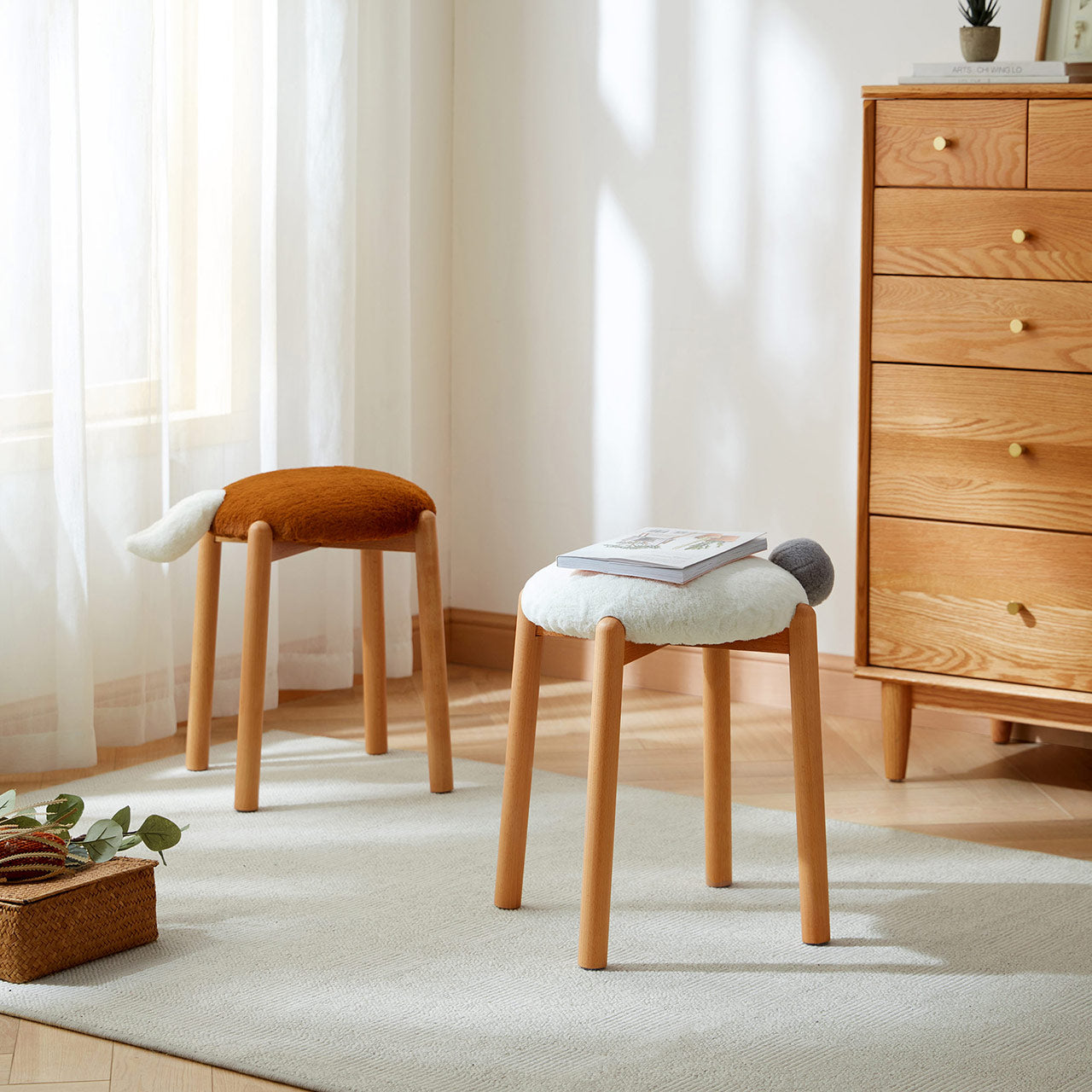 Animal Tails Creative Soft Plush Backless Stool-1