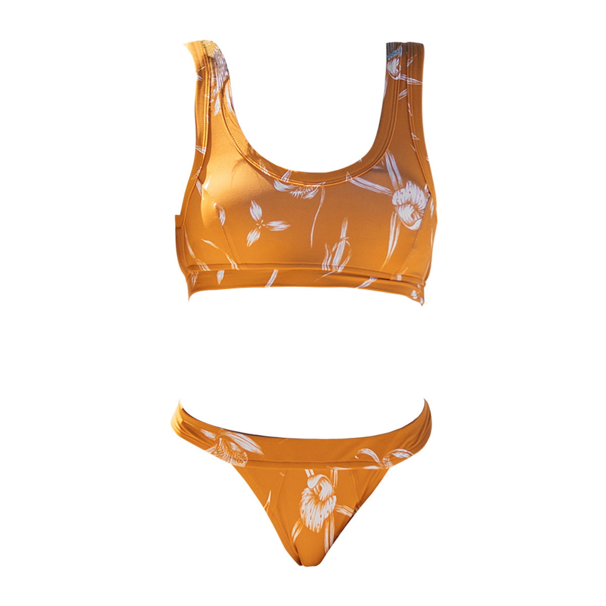 Beach Babe Orange Floral Two-piece Bikini-3