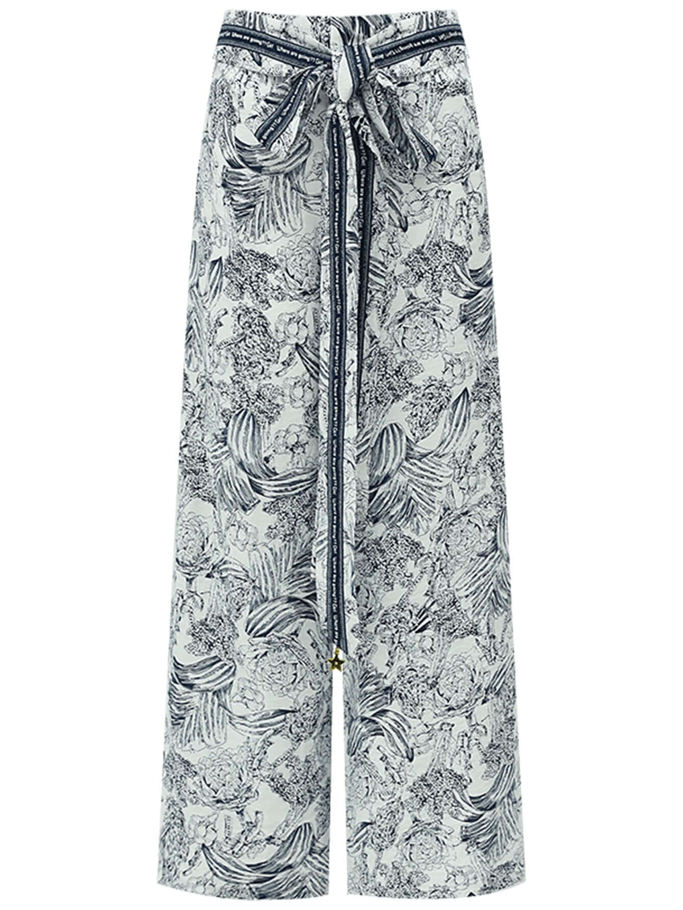 Breezy Tie Waist Wide Leg Floral Pants-3