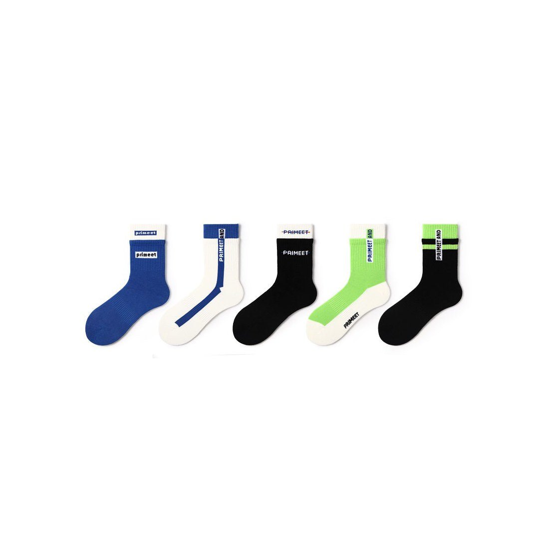 Color Contrast All-season Unisex 5pcs Crew Socks Set-0