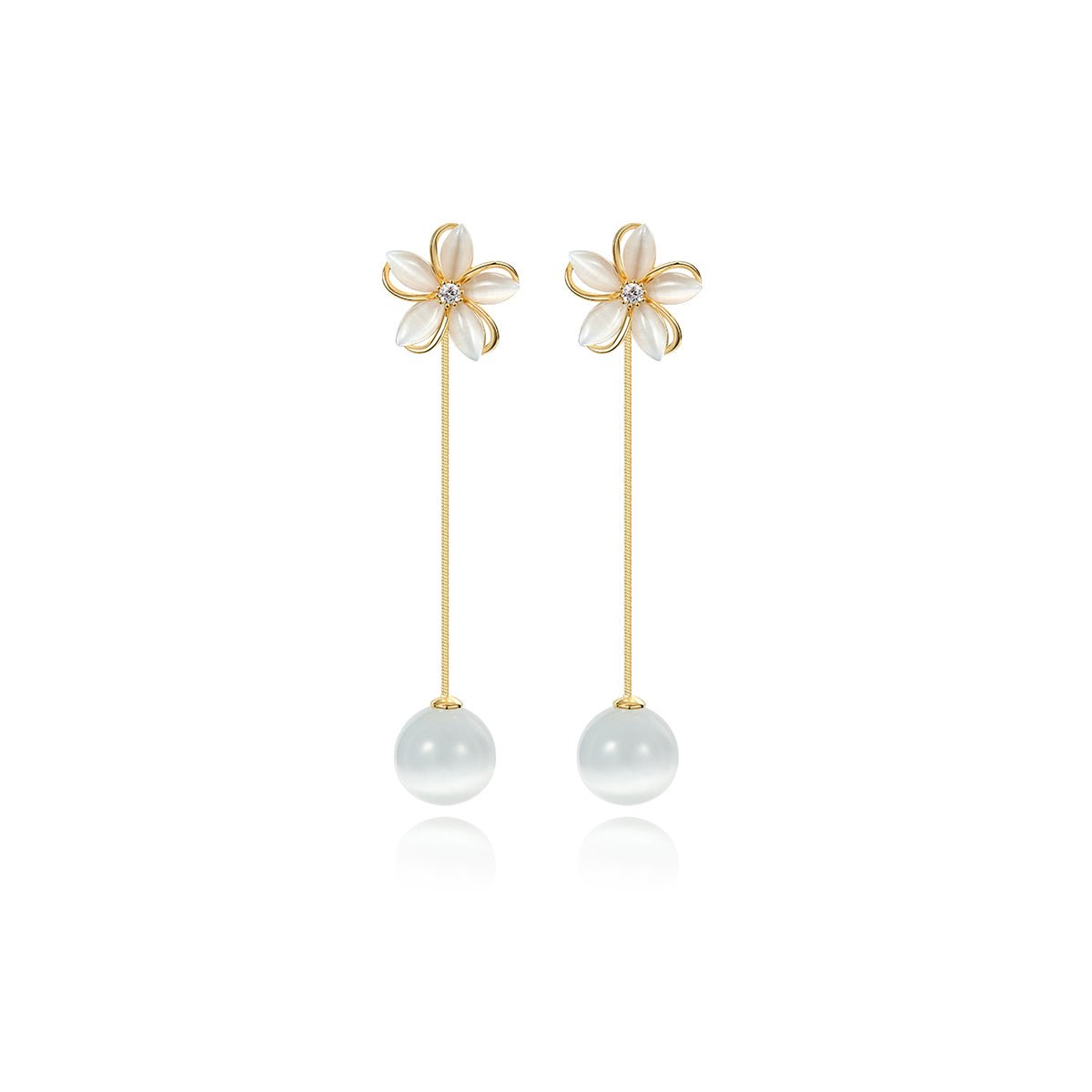 Crystal Clear Flowers Gold Earrings-0