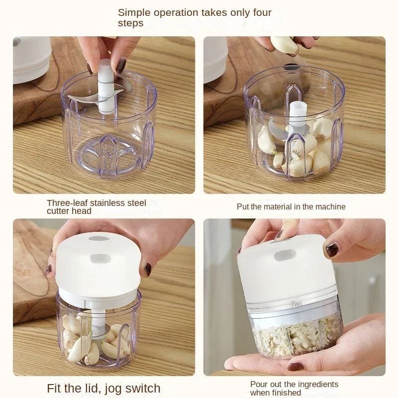 Elektrisk Lökhackare – Portabel & Trådlös Minihackare för Kökets Alla Behov