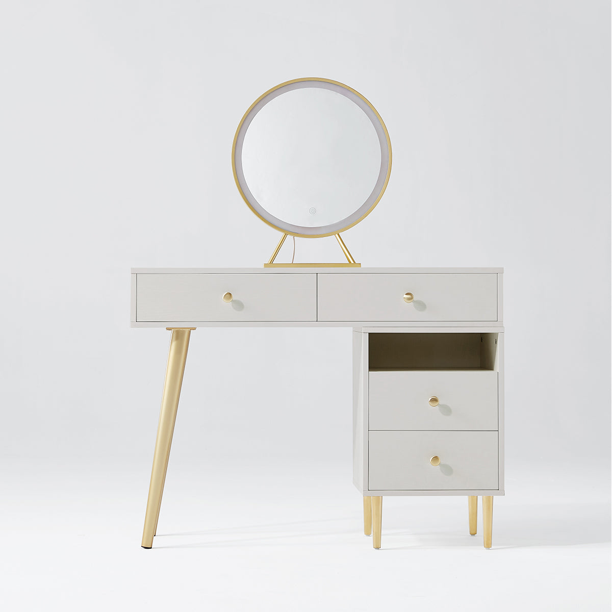 Luxury Dressing Table with Ivory Stool Set-1