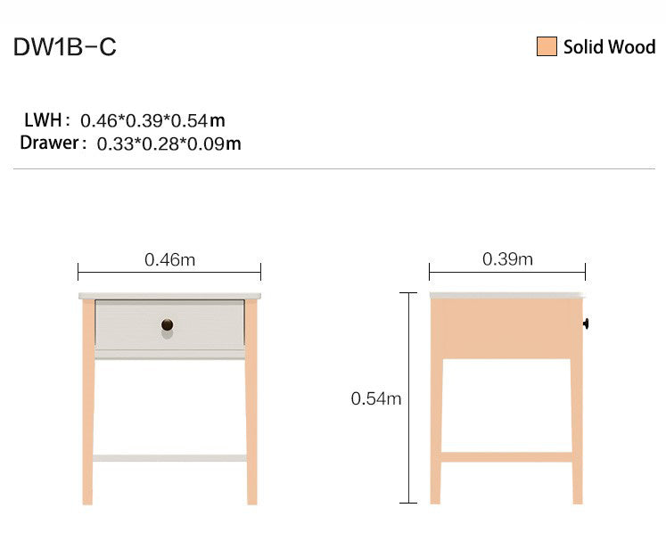 Minimalist Cream Storage Bedside Table-3