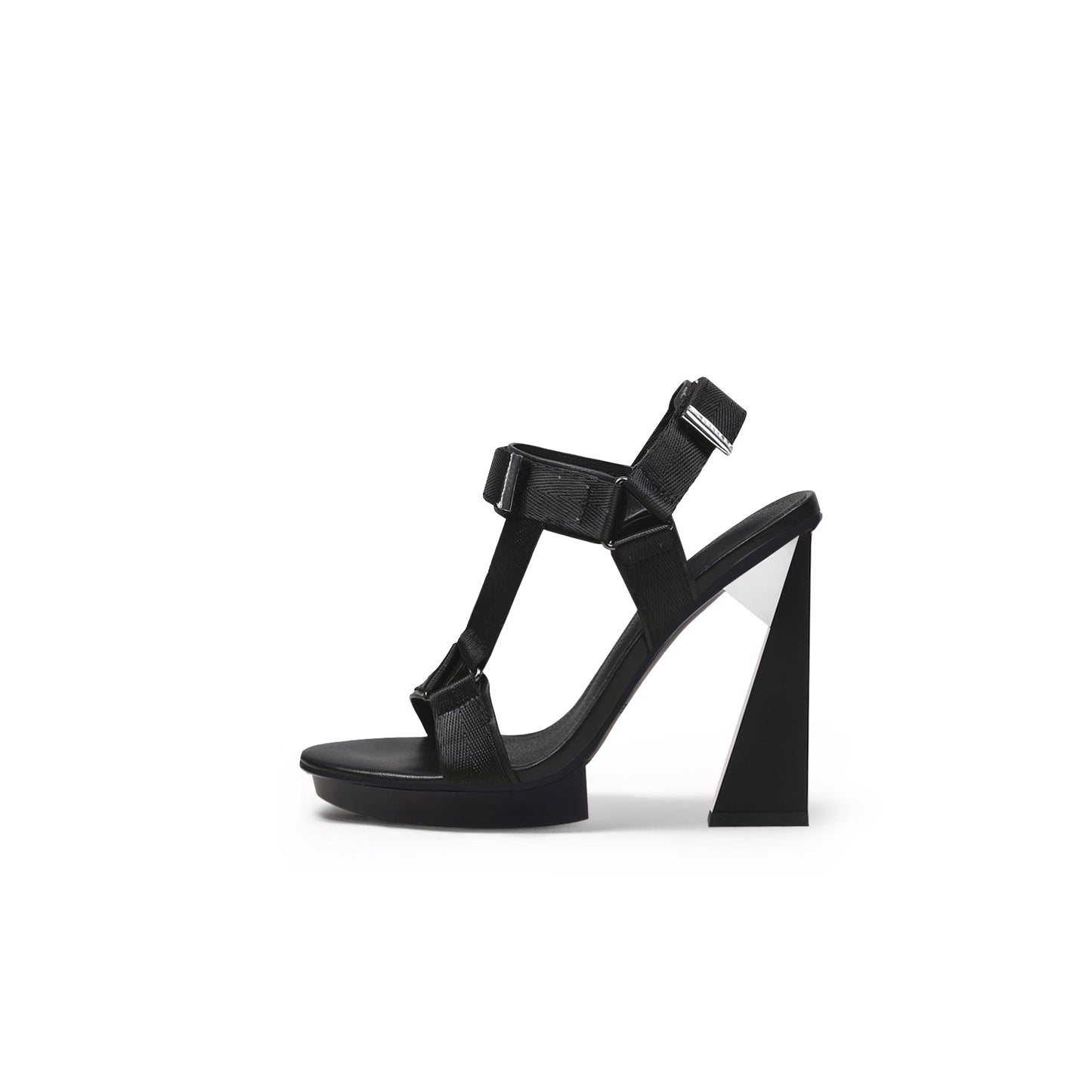 Multi-Strap Triangular Geometric Heels-5