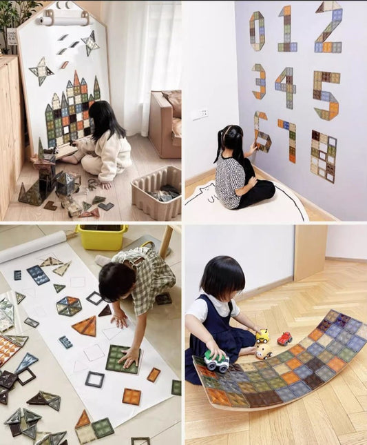 Nature World 100pcs Transparent Magnetic Tiles With Storage Box-1