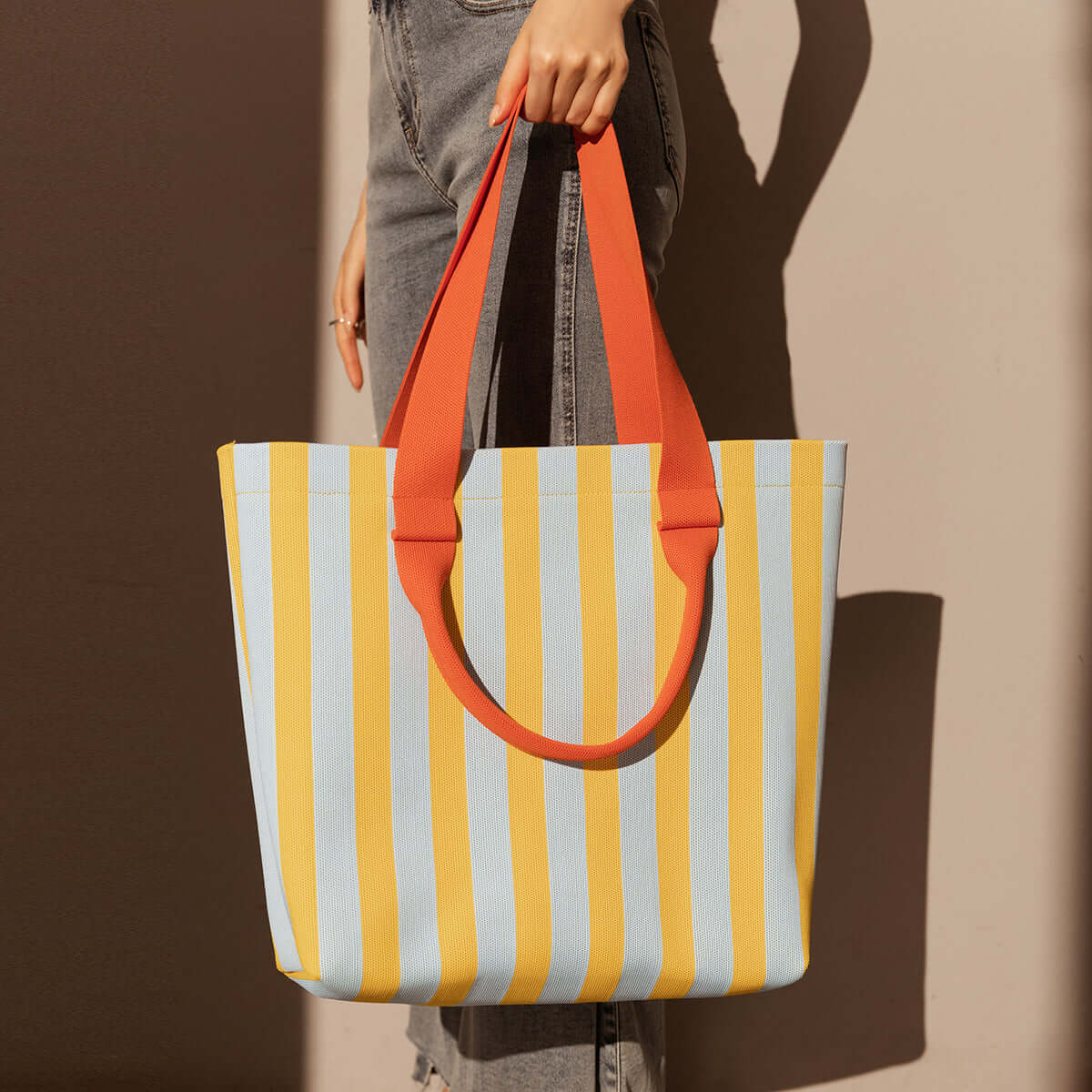 Retro Striped Canvas Tote Bag-5