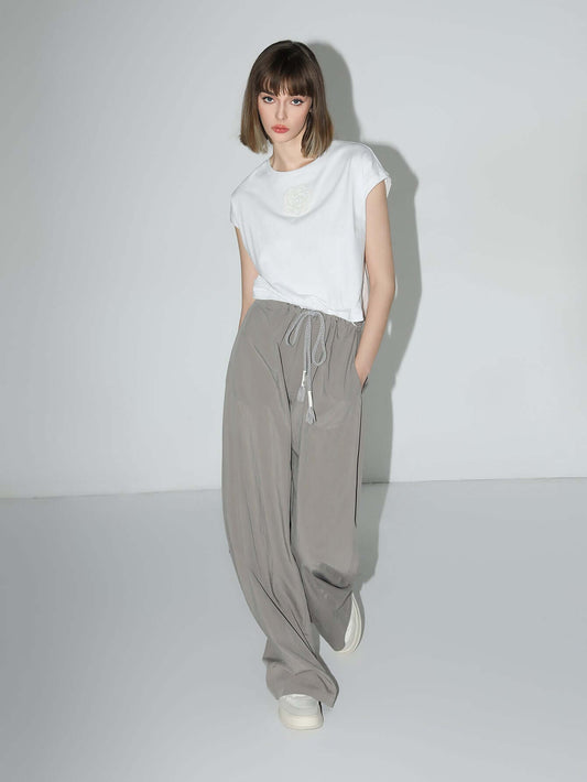 Straight Leg Drawstring  Casual Lounge Pants-0