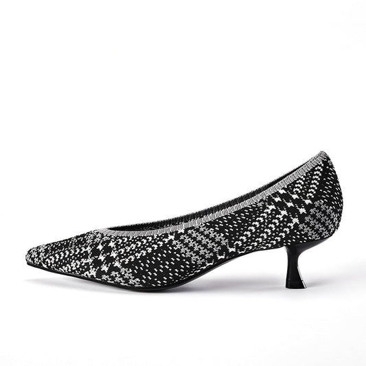 Stylish Pointed Toe Shallow Kitten Heel Work Pumps-0