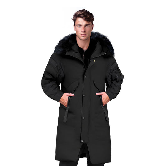 Black Large Winter Fur Hooded Thick Overcoat Jacket Stylish Lightweight Quilted Warm Puffer Coat