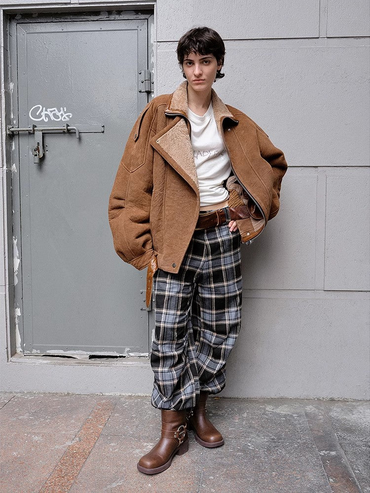 "Jazz Party" motorcycle jacket merino fur short fur coat