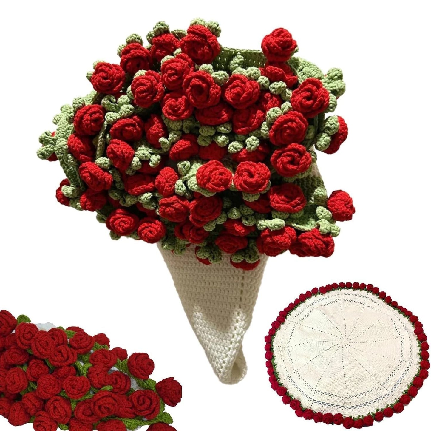 Gehäkelte Rosenstraußdecke