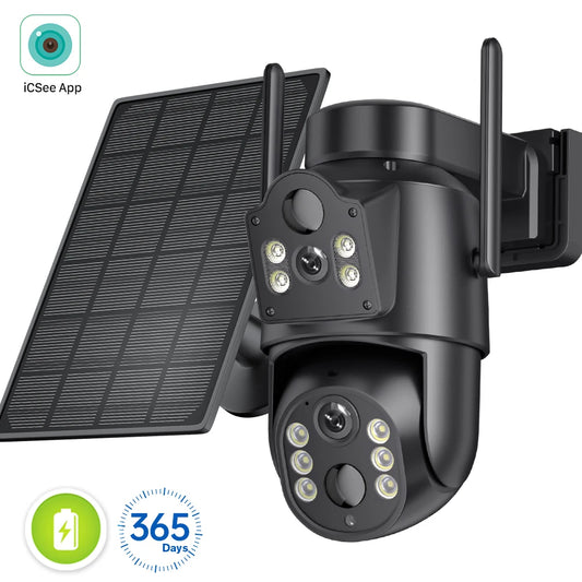 Dual Lens Solar Camera 4K WiFi Outdoor