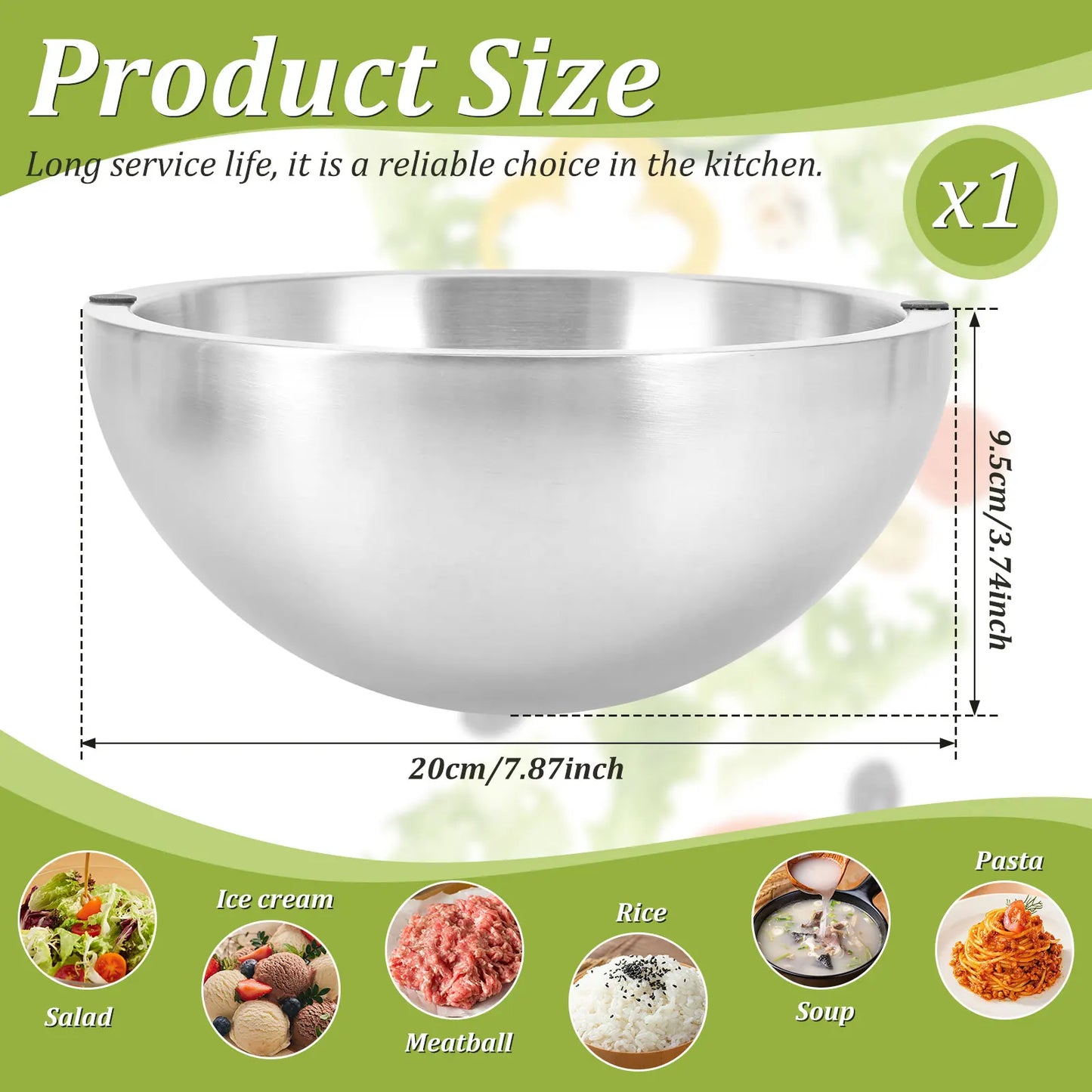 Stainless Steel Mixing Bowl with Ice Cavity