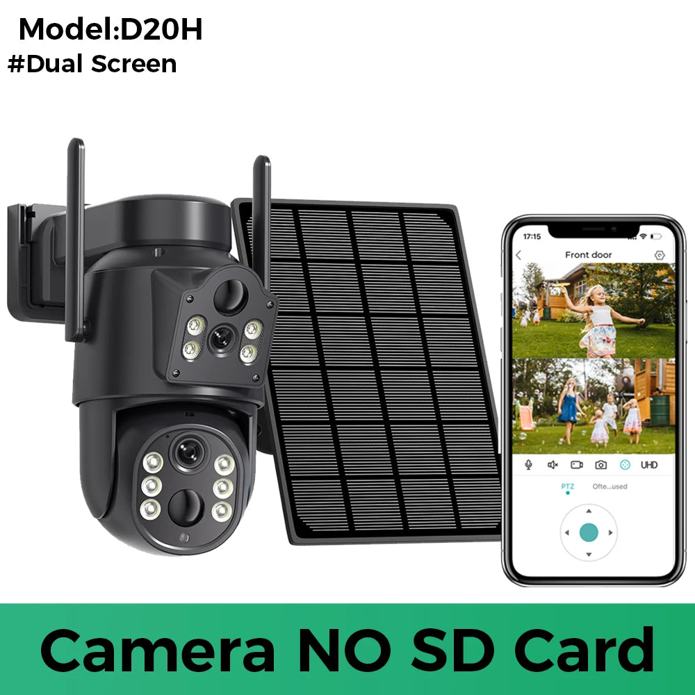 Dual Lens Solar Camera 4K WiFi Outdoor