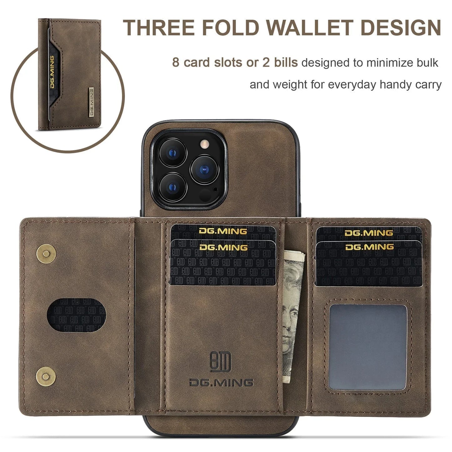 2-in-1 abnehmbare iPhone-Lederhülle, Brieftasche und Kartenhalter