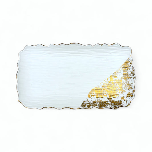 Molly Serveringsfat - 35cm Vit och Guld