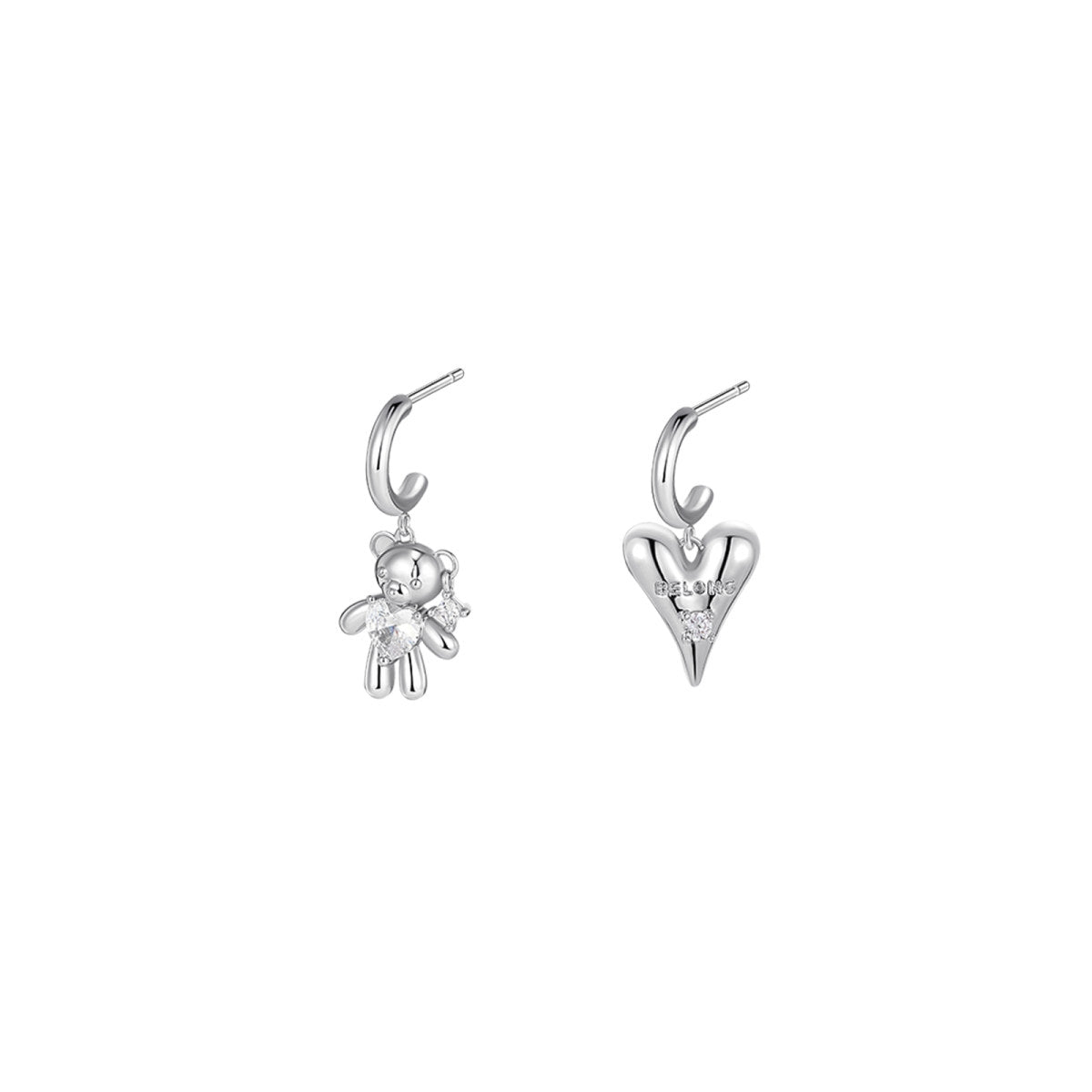 BELONG Hearty Bear Silver Earrings-0