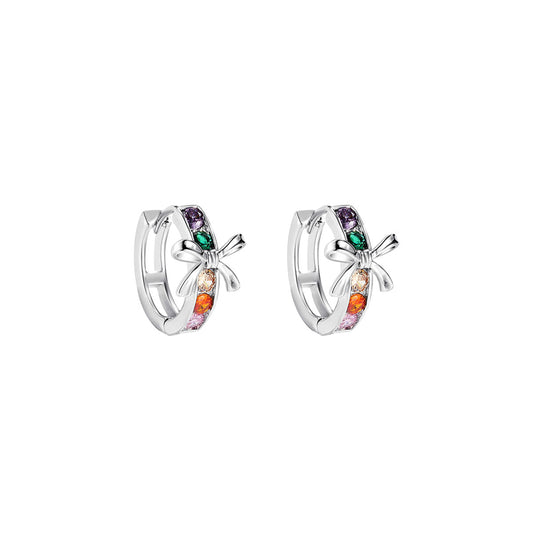 Zima Bowknot Huggie Rainbow Earrings-0