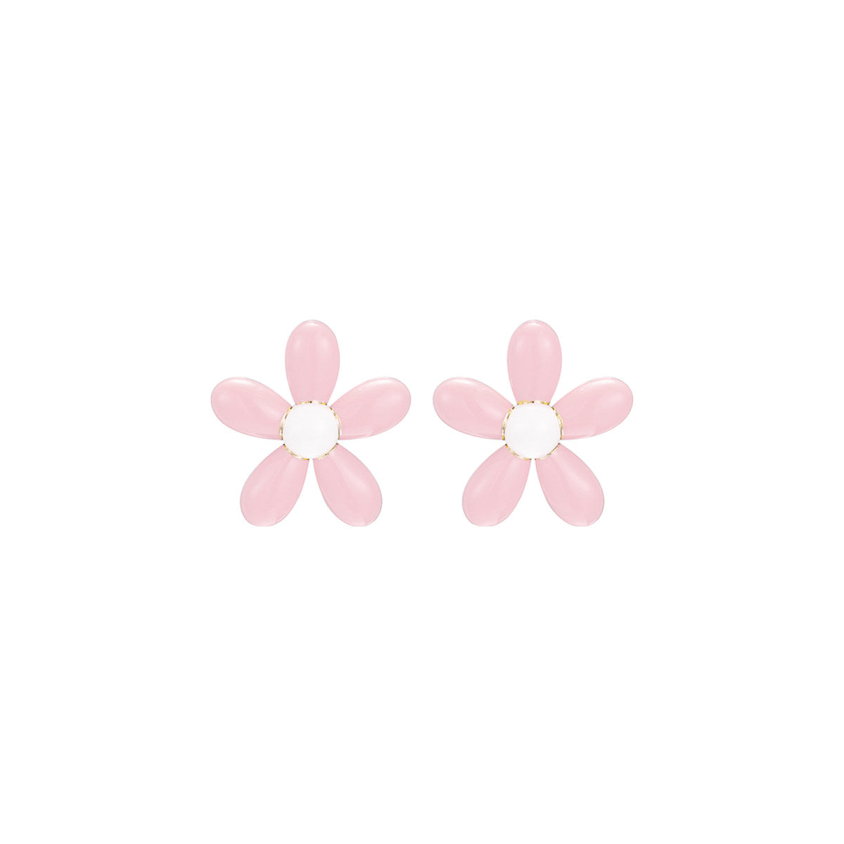 Tiny Delightful Flower Stud Pink Earrings-0