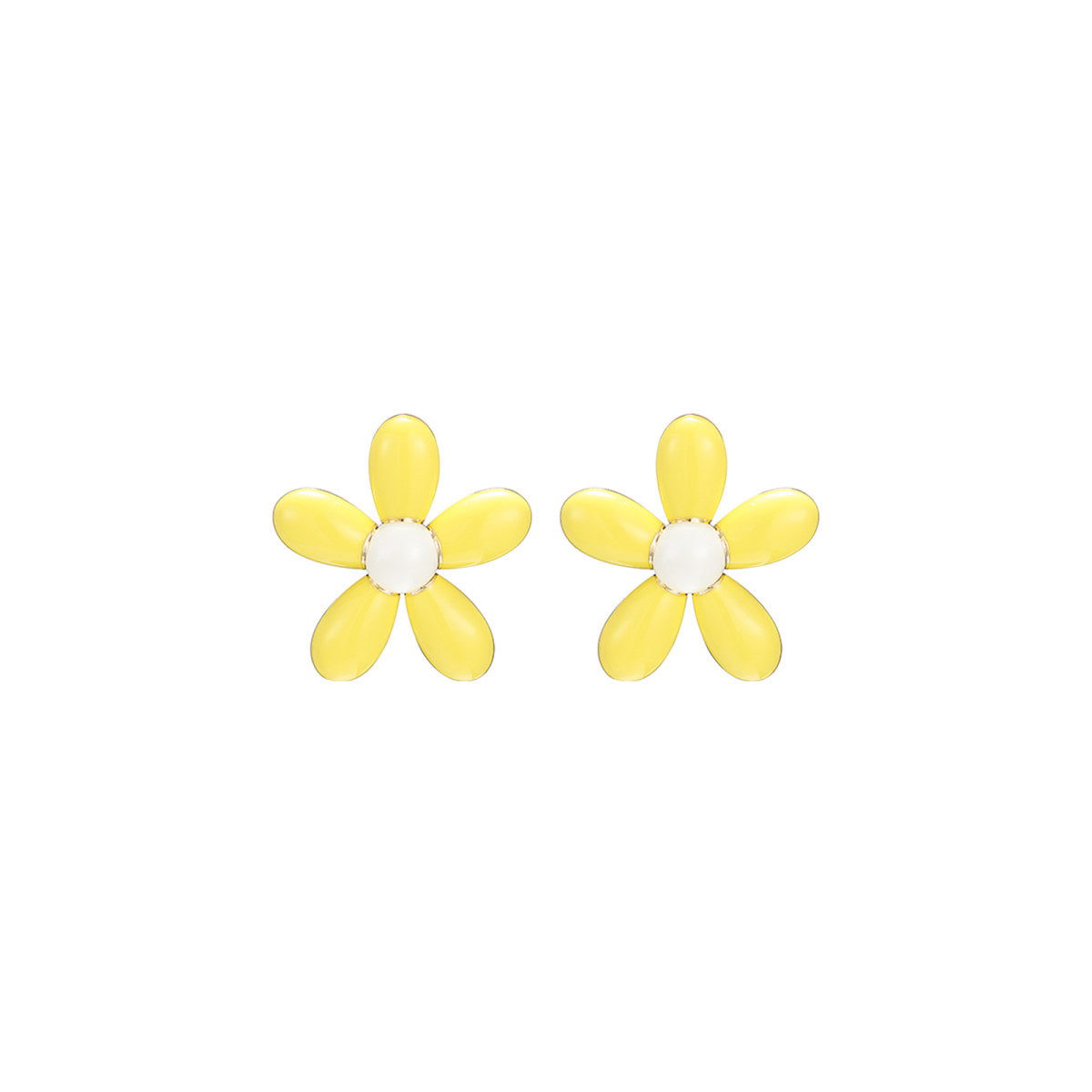 Tiny Delightful Flower Stud Yellow Earrings-0
