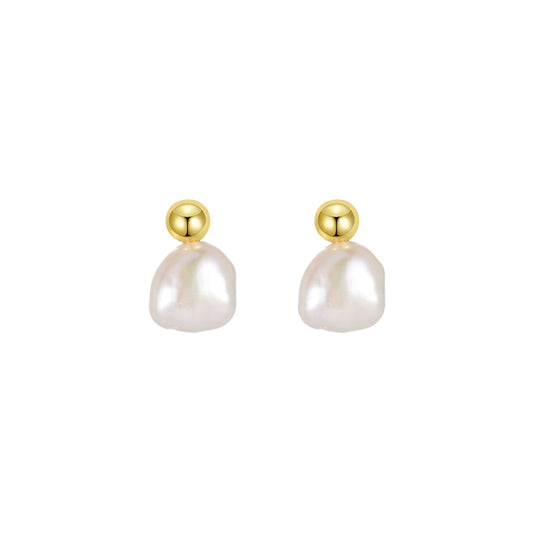 Dumbell Studs Gold Earrings-0