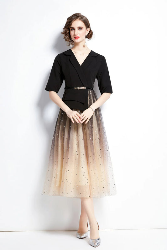 Gradient Champagne Formal Evening Dress