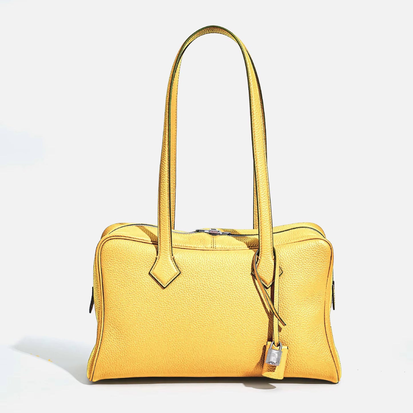 Handväska i PU-läder, tvåfärgad design, rymligt huvudfack