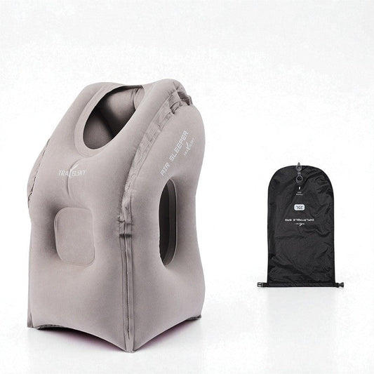 Vilokudde uppblåsbar, ergonomisk design, med förvaringspåse