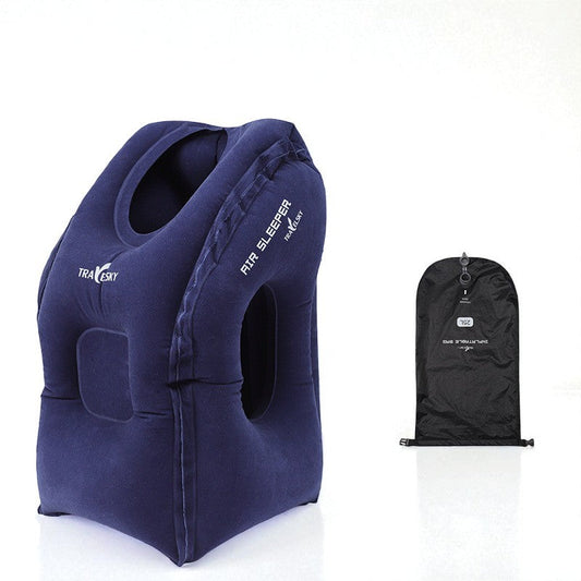 Vilokudde uppblåsbar, ergonomisk design, med förvaringspåse