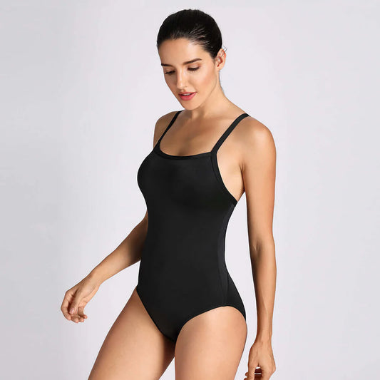 Sleek Solid Elite Training Athletic Einteiliger Badeanzug