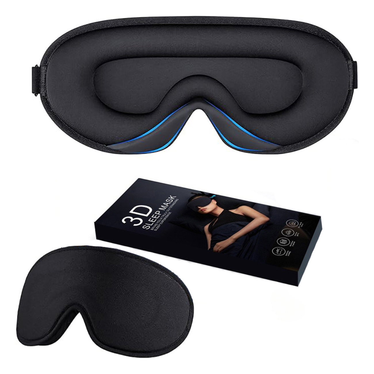 Sovmask 3D med memory foam, ergonomisk och ljusblockerande