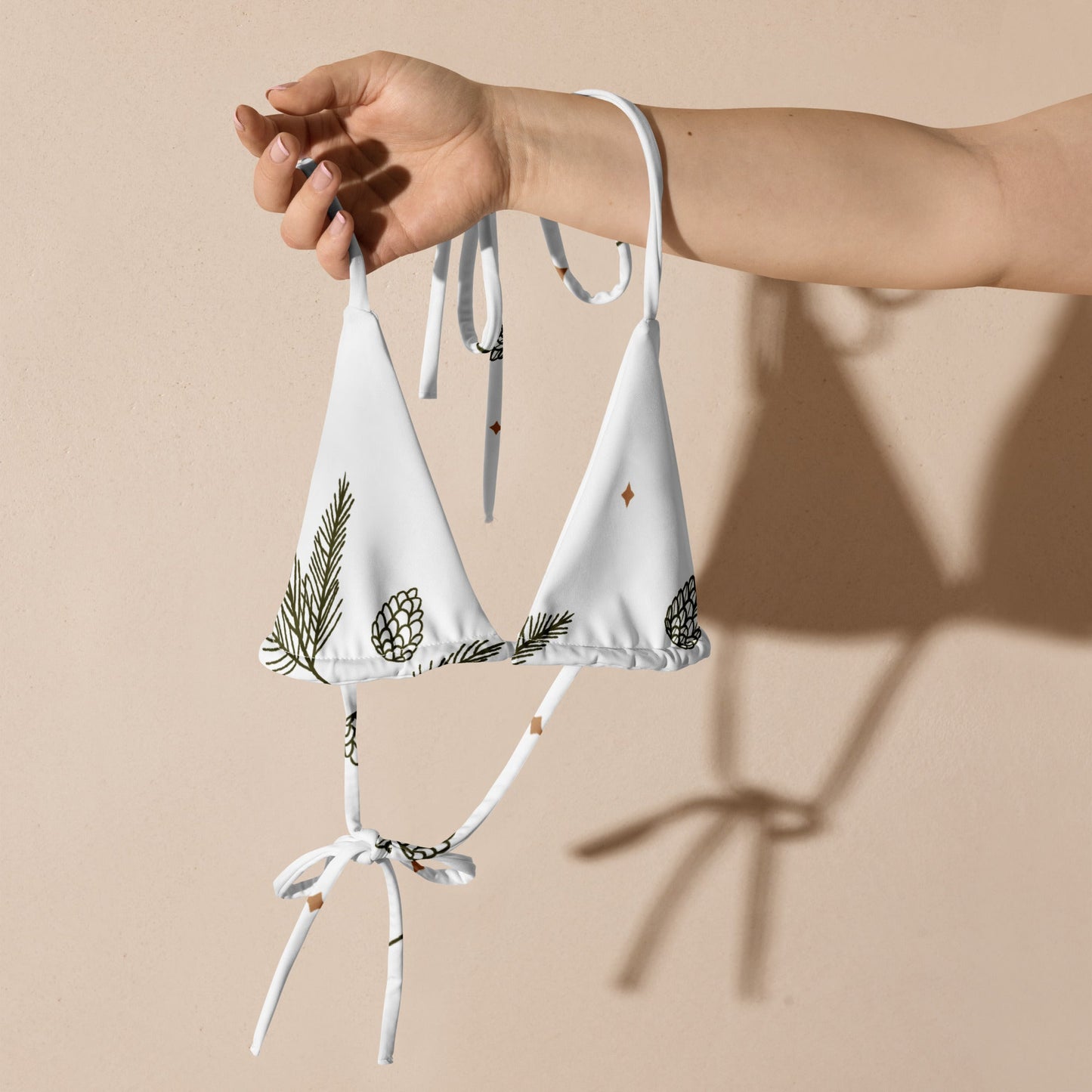 All-over print recycled string bikini top