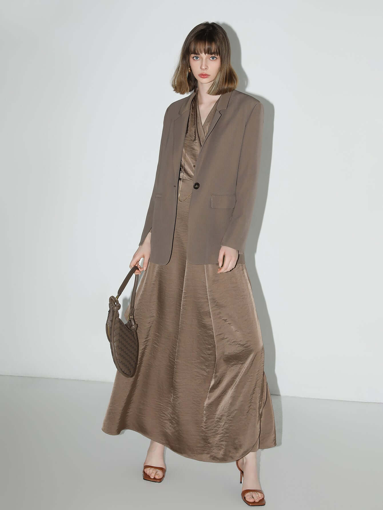 Antique Brown Satin Wrap Dress-2