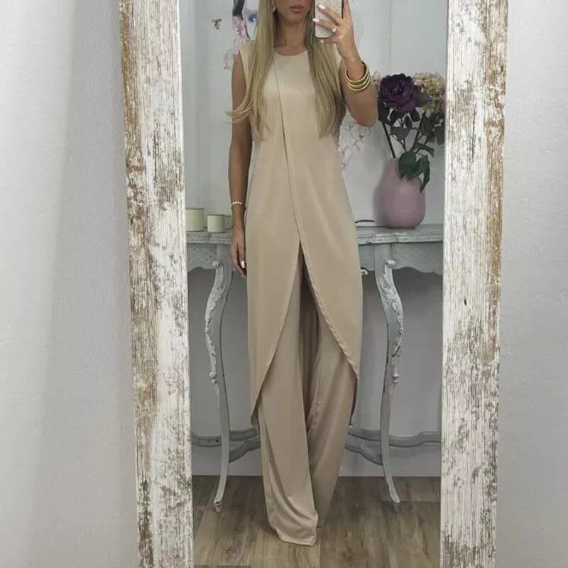 Johanna - Ärmlös rundhalsad tvådelat set för kvinnor