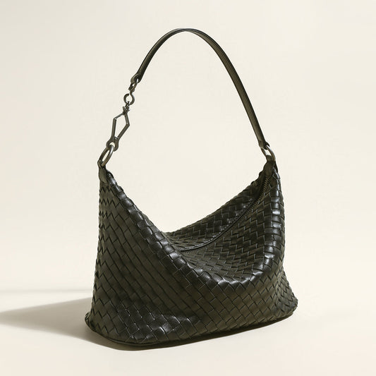 Belmont Black Slouchy Woven Shoulder Bag-1