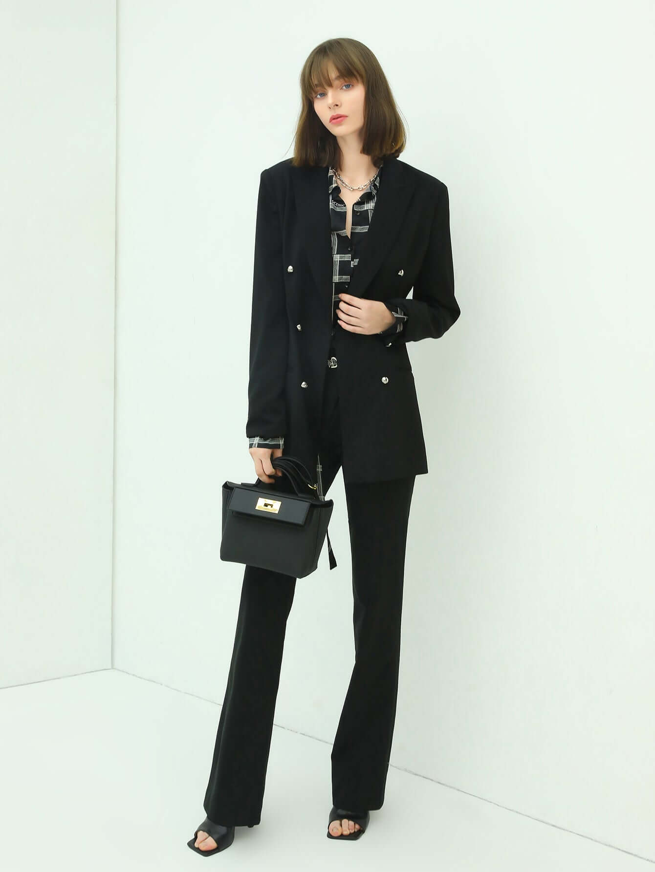 Black High-Waisted Flare Pants-0