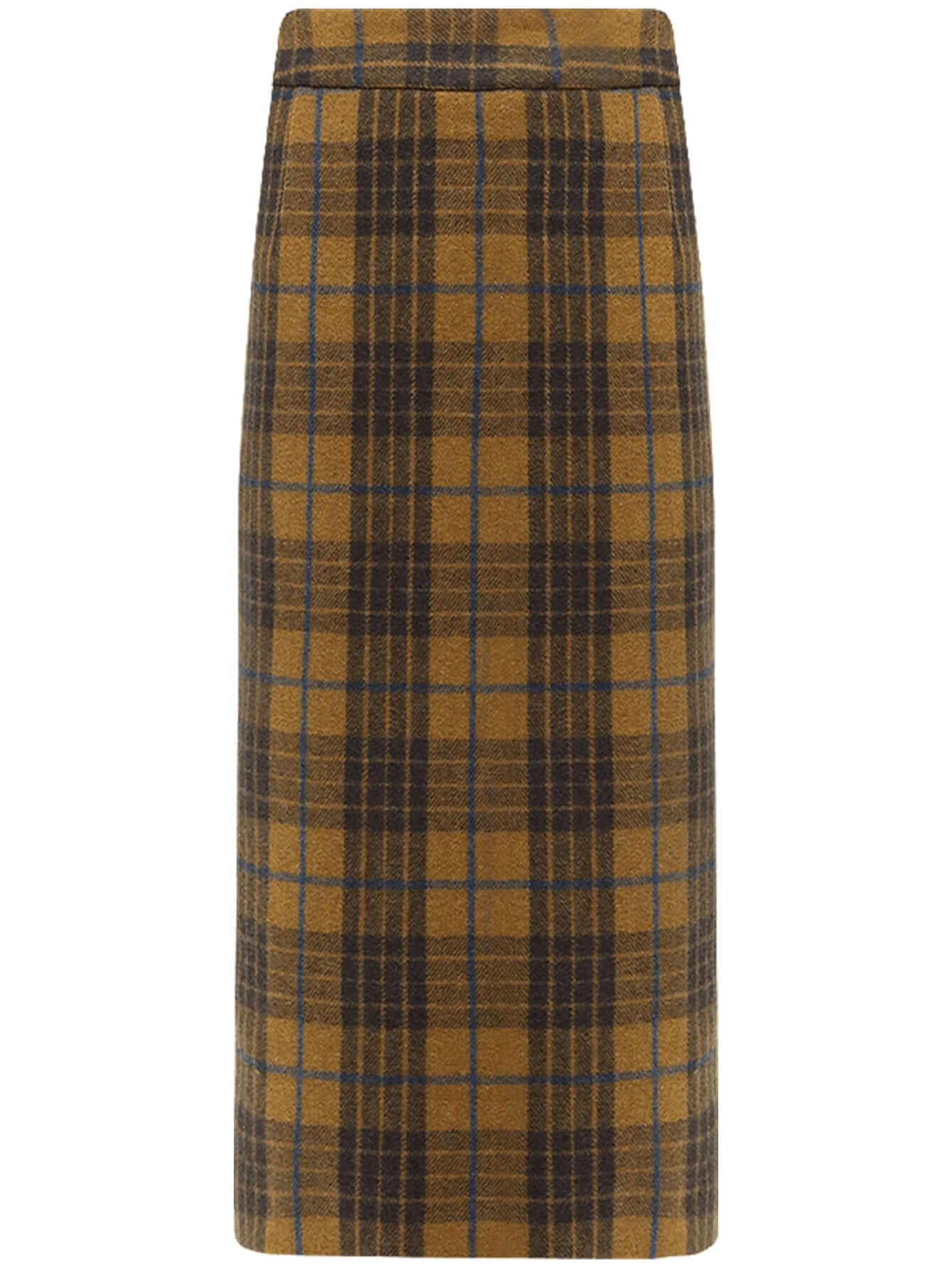 British-Style Brown Plaid Midi Skirt-3