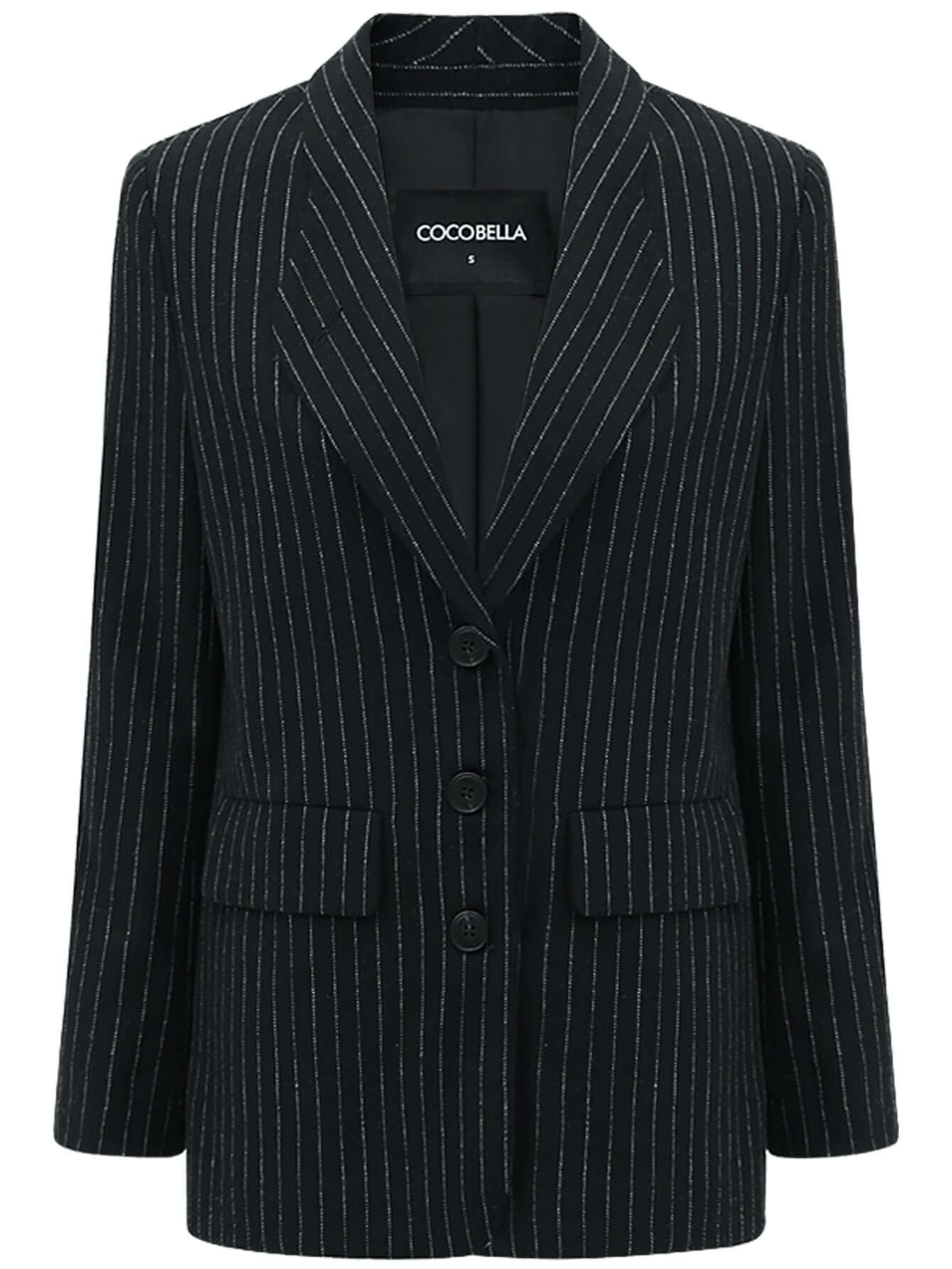Classic Black Pinstripe Tailored Blazer-3